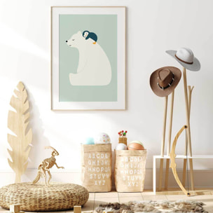 Affiche enfant calin polaire  Affiche sous cadre bois