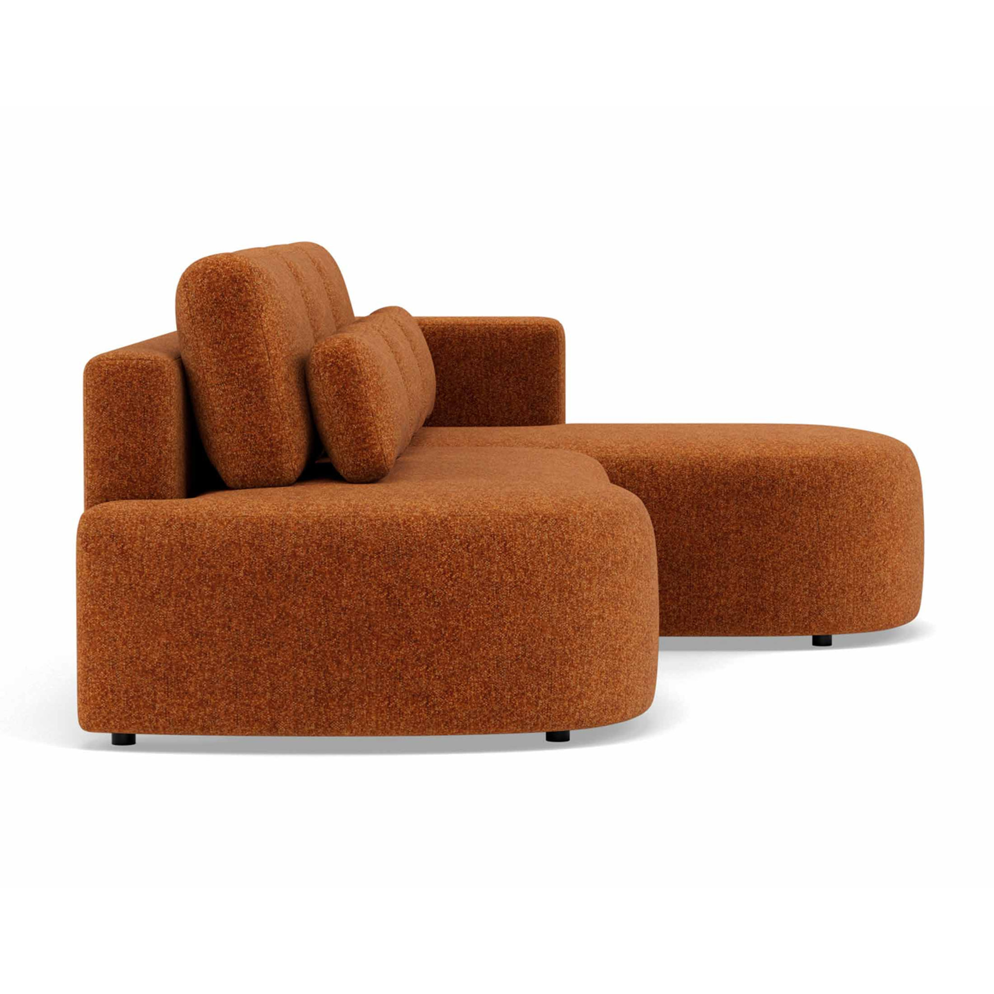 Mahina - canapé d'angle droit 4 places convertible avec coffre en tissu texturé - Terracotta