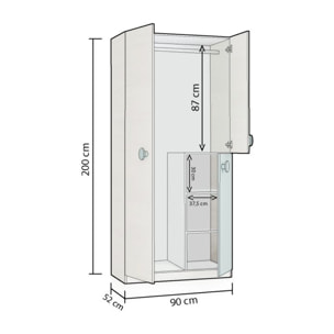 Armario juvenil Yuki Blanco Alpes - Verde Acqua