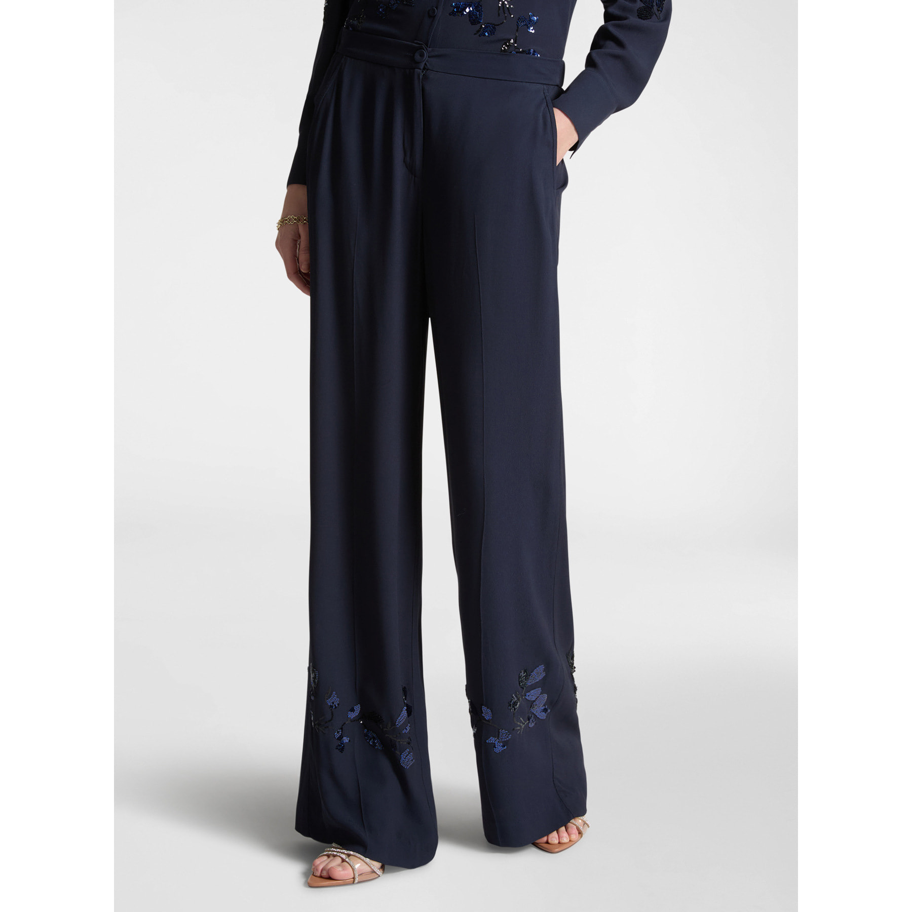 Elena Mirò - Pantaloni ricamati - Blu