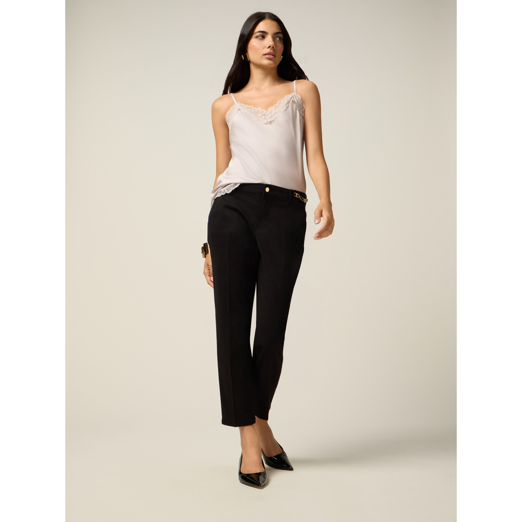 Oltre - Pantalones chinos de algodón y lyocell - Negro