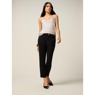 Oltre - Pantalones chinos de algodón y lyocell - Negro