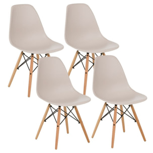 Set 4 sedie design moderno ecrù con gambe legno - Ester