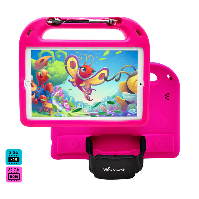 DAM Tablet Infantil K13 3G WiFi. SO Android 7.0. Pantalla 10'' 1280x800px. MTK6592 Octa Core 1.7GHz, 2GB RAM + 32GB. Doble cámara. 27x3x22,5 Cm. Color: Rosa