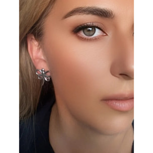 Pendiente botón libélula plata 10µ