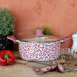 Faitout aluminium recyclé 24cm léopard rose - tous feux  LEOPARD