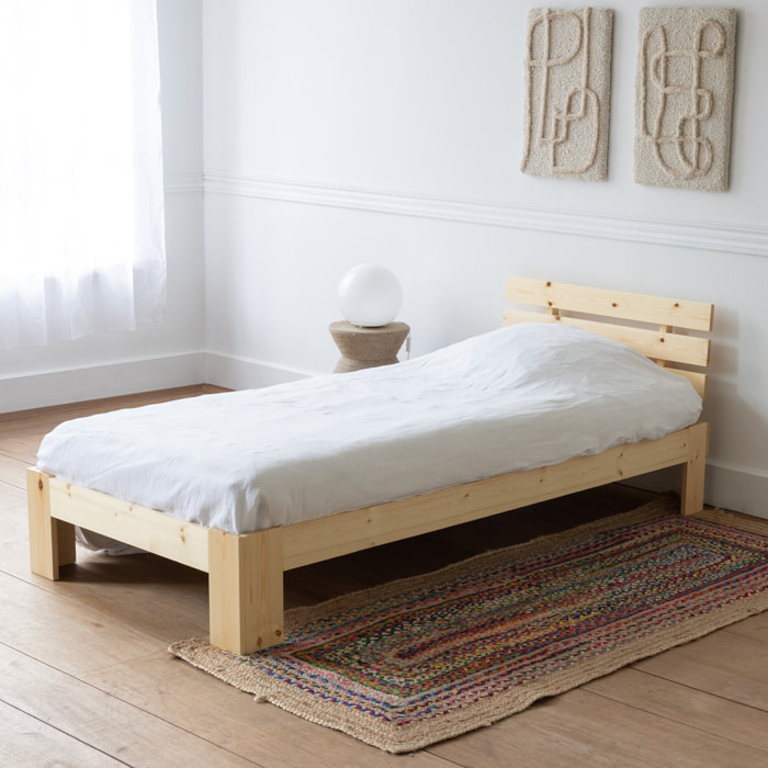 Lit en bois avec tête de lit 90x190cm FINN