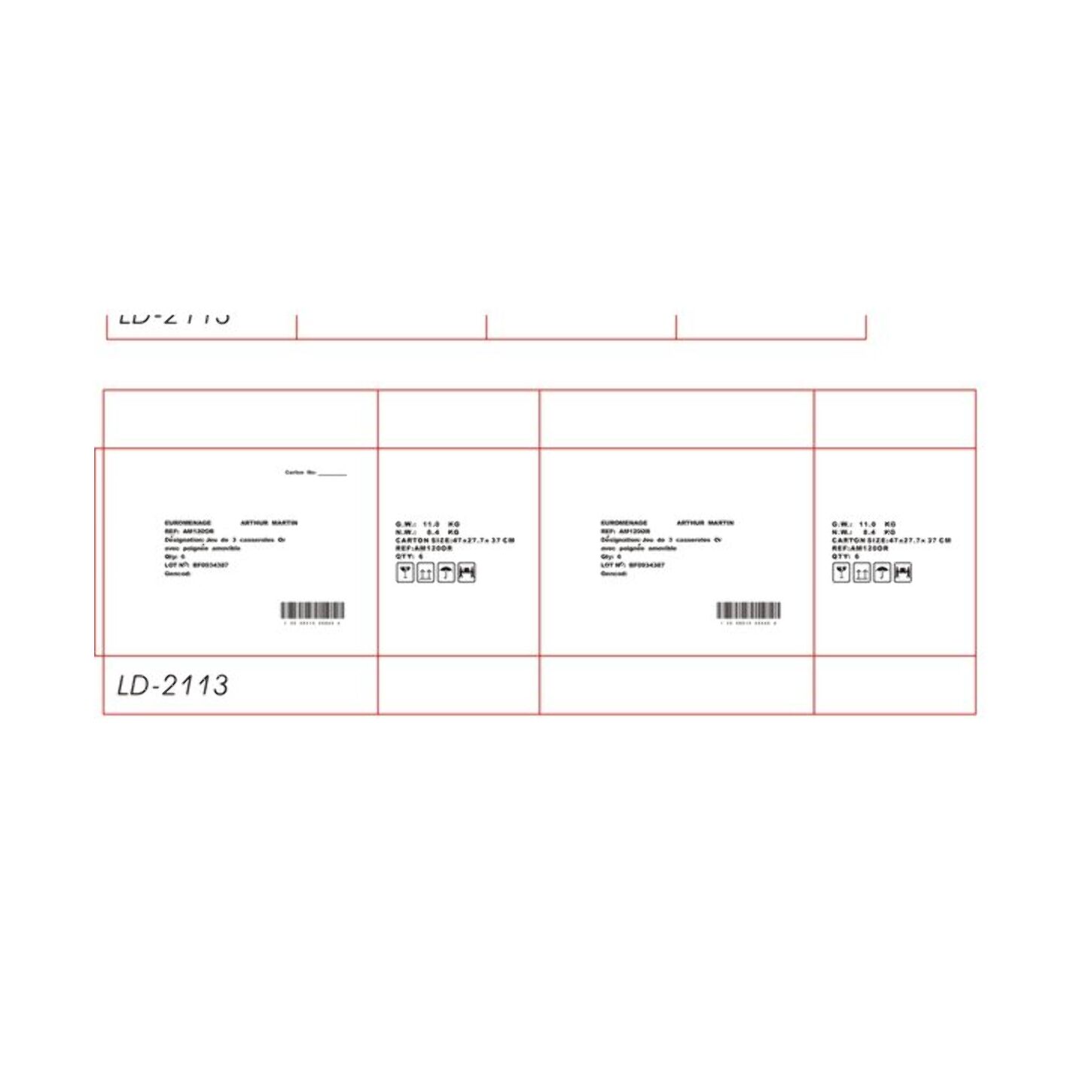 AM. Set de 3 casseroles 16/18/20 Or