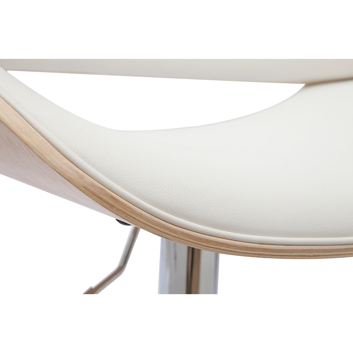 Tabouret de bar design réglable pivotant 360° blanc et bois clair CLASH