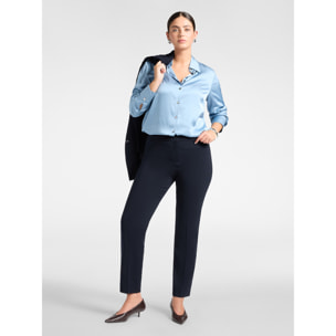 Elena Mirò - Camicia in raso di viscosa stretch - Azzurro