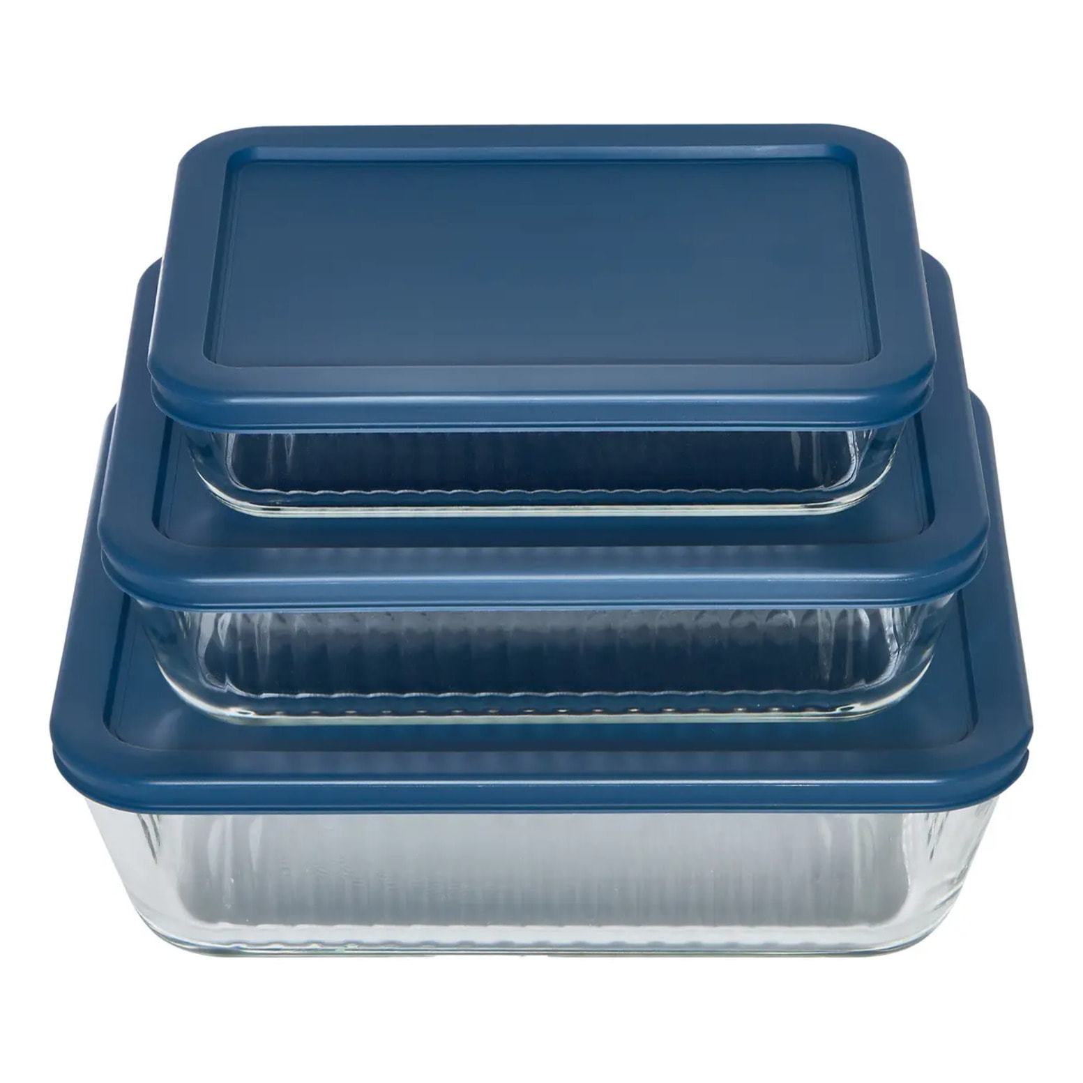Lot de 3 plats à four en verre transparent avec couverts Essentiels rectangulaires