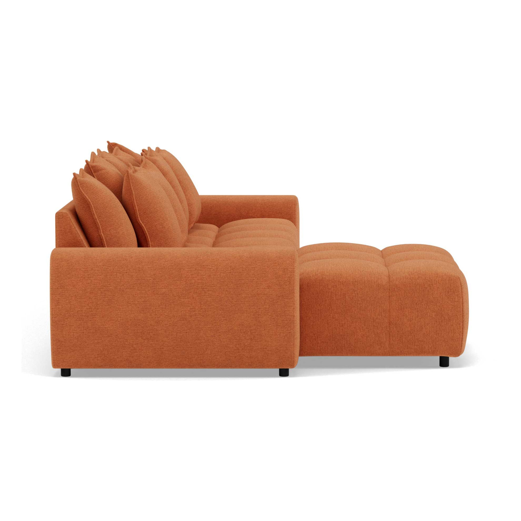 Adelaide - canapé d'angle réversible 4 places avec pouf d'appoint en tissu texturé - Terracotta
