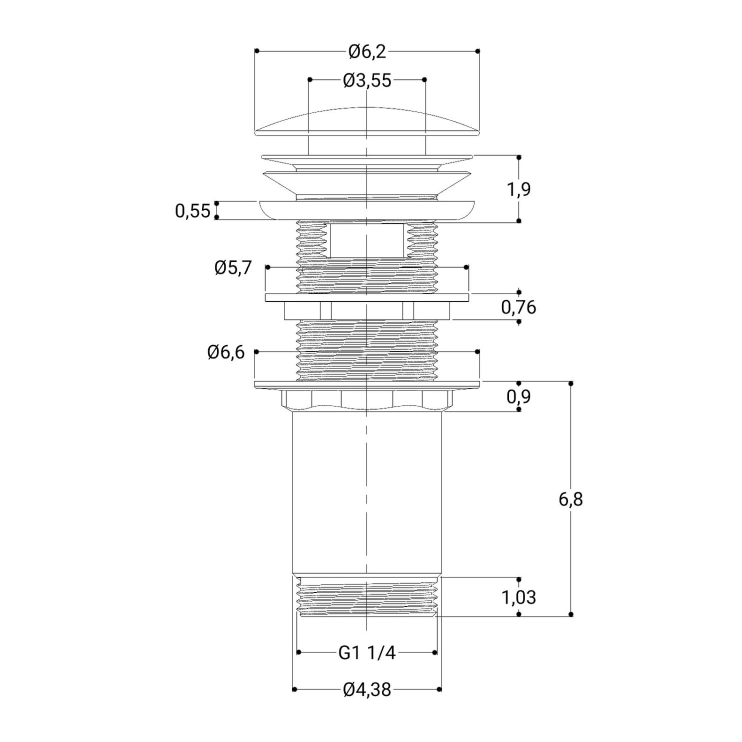 Piletta Click-Clack Universale 11 Cm In Ottone Cromato Scarico Lavabo E Bidet Con O Senza Troppopieno Apertura A Pressione Pratica E Design Elegante