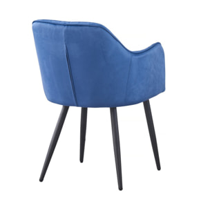 Lot de 2 chaises "Velma" en velours avec accoudoirs - Bleu