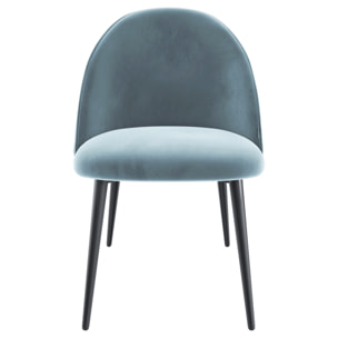 Set di 4 Sedie Imbottite Da Pranzo In Velluto Sedia Gambe In Metallo Nero Schienale Soggiorno Salotto Camera 43 x 47.5 x 80 Cm (Verde)