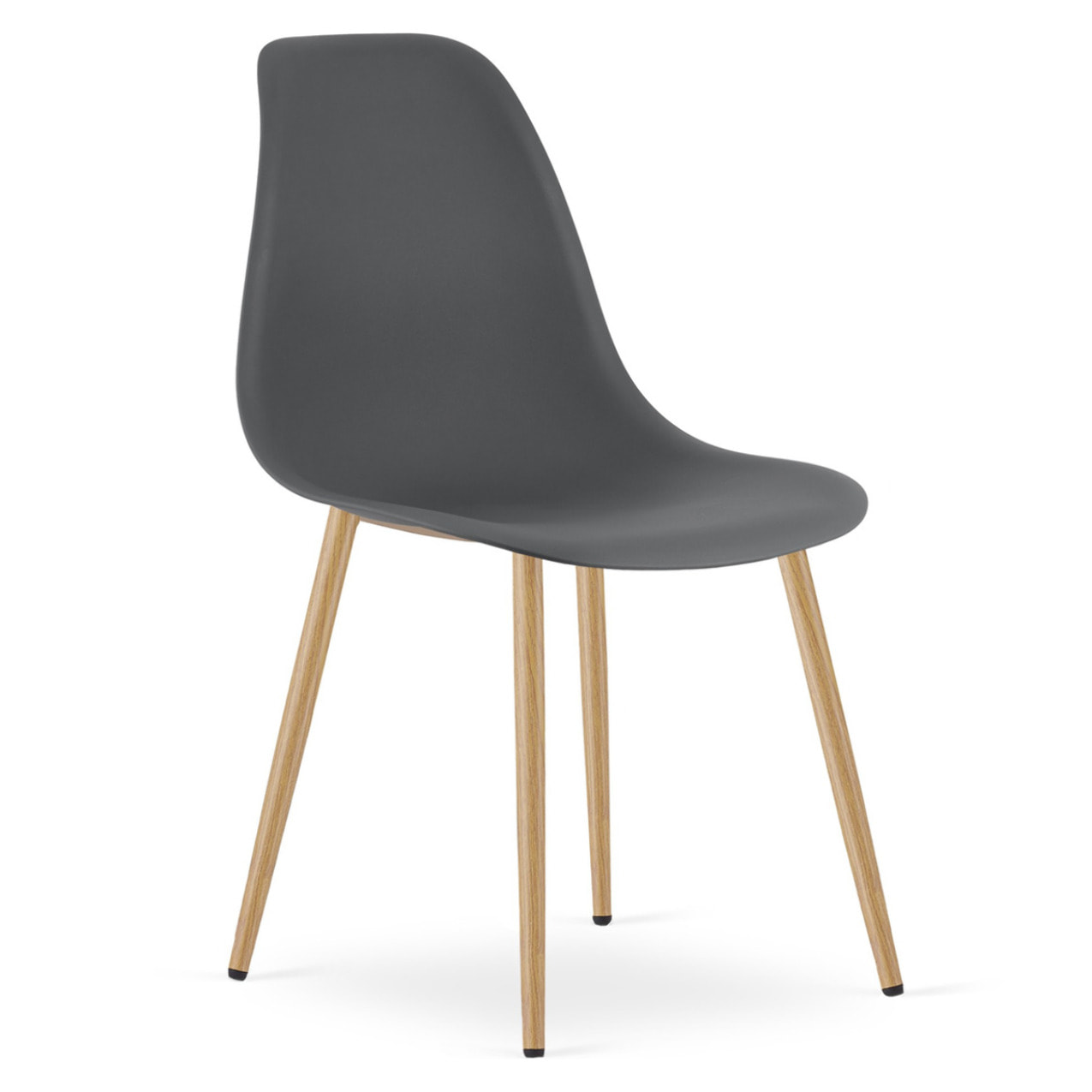 Sedia scandinava WAT grigio scuro con gambe effetto legno
