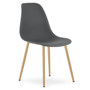Sedia scandinava WAT grigio scuro con gambe effetto legno