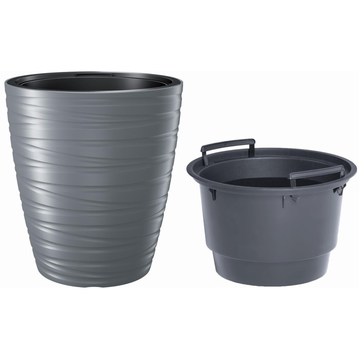 Maceta con deposito 68l maze de plastico en color gris piedra 47,5 (largo) x 47,5 (ancho) x 52,3 (alto) cm