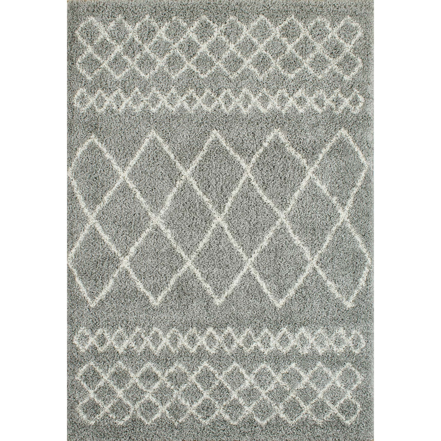 Asma - tapis shaggy de salon en laine artificielle style berbère gris et blanc - 150x220cm