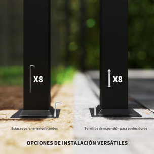 Pérgola de Jardín 3x3 m con Techo Retráctil y Accesorio Magnético, Cenador de Jardín con Protección UV30+, Columnas Metálicas y Ganchos, Pabellón para Patio, Terraza, Exterior, Gris