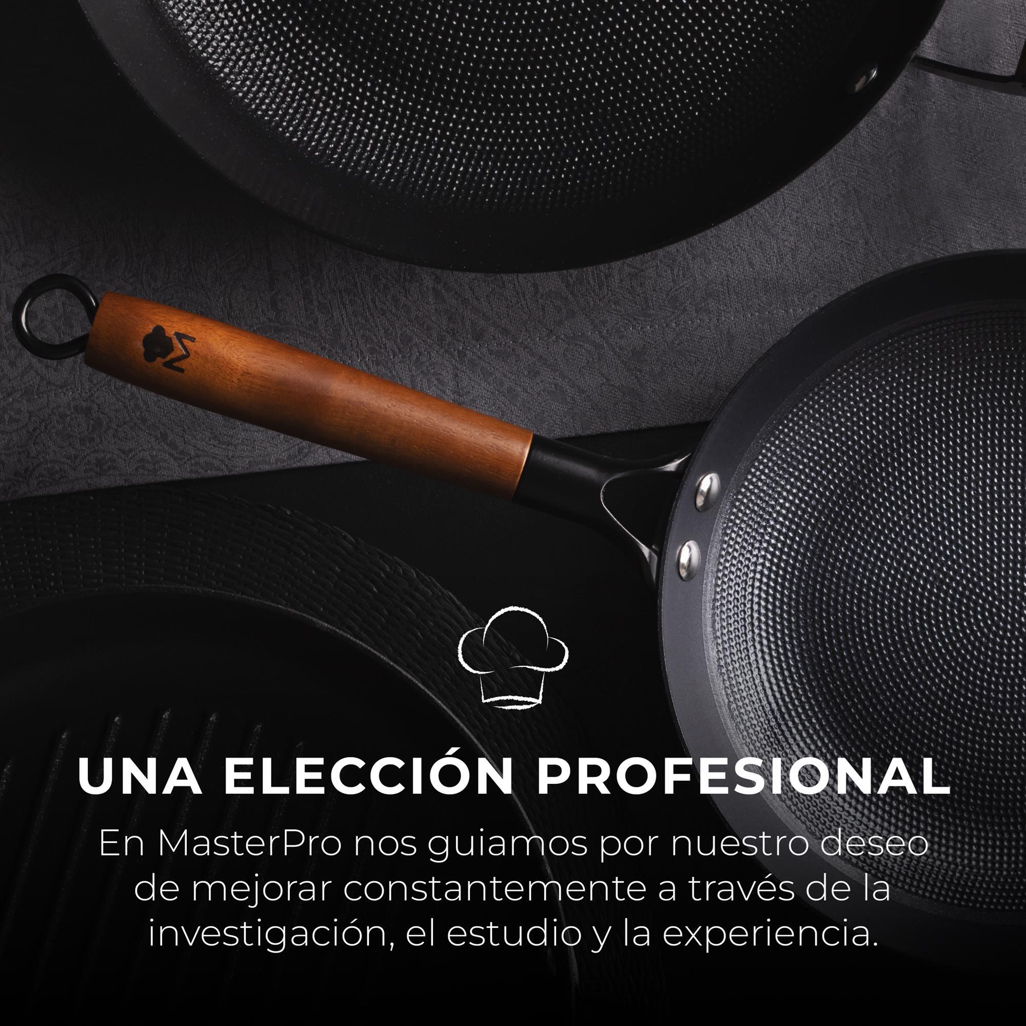MasterPRO Sartén Ø24x4,5cm en hierro prensado con recubrimiento cerámico color Negro