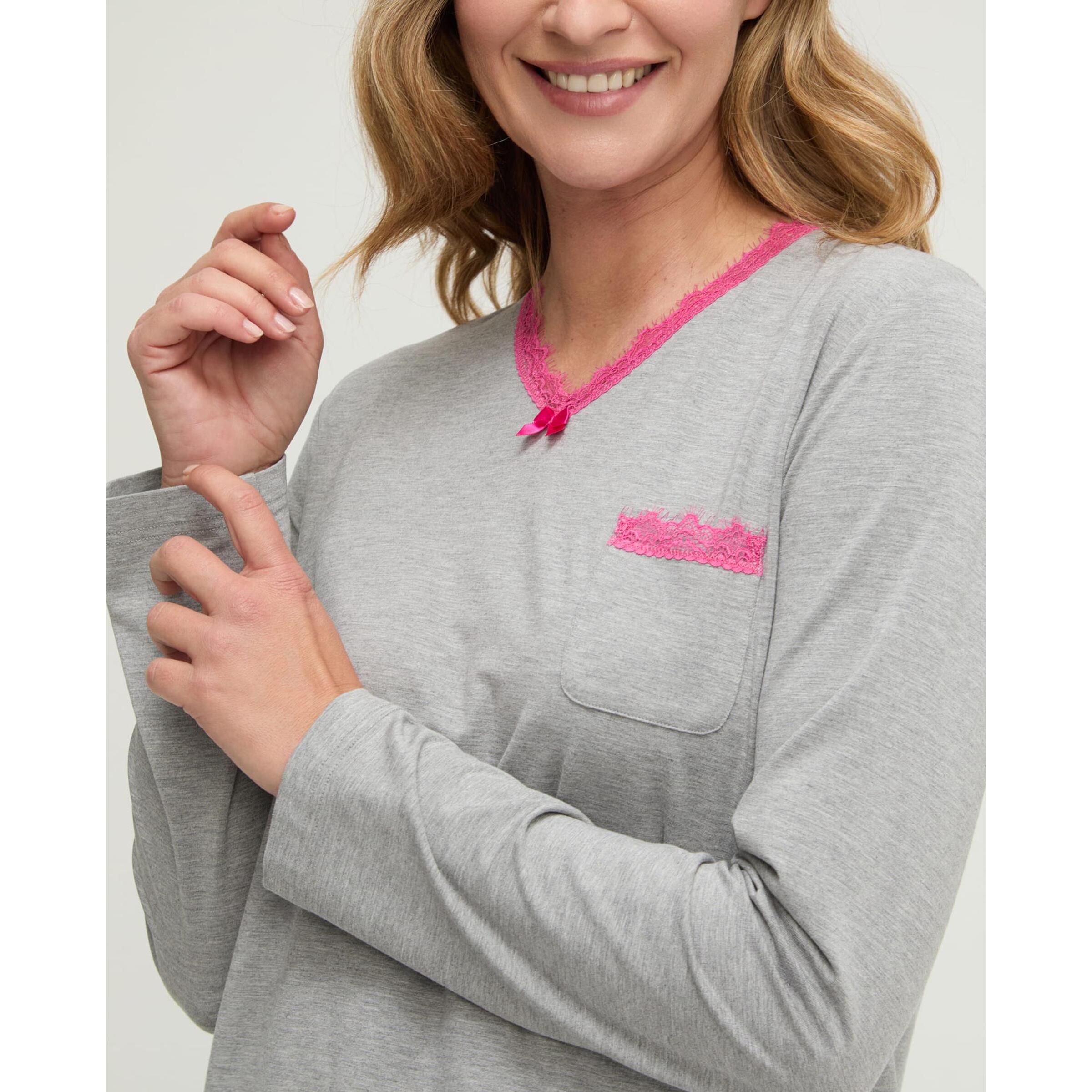 Pijama mujer vigore de escote pico con puntilla