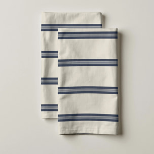 Lot de 2 torchons de cuisine 100% coton Nua Beige Bleu