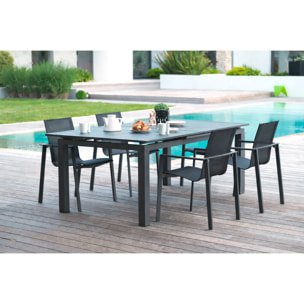 ALU-MIAMI - Ensemble repas de jardin 4 places en aluminium