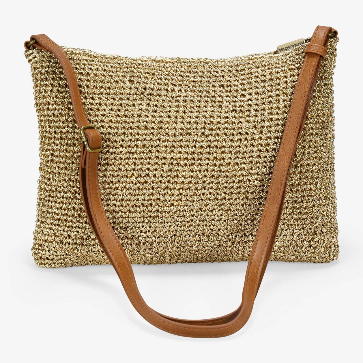 Bolso bandolera en rafia oro