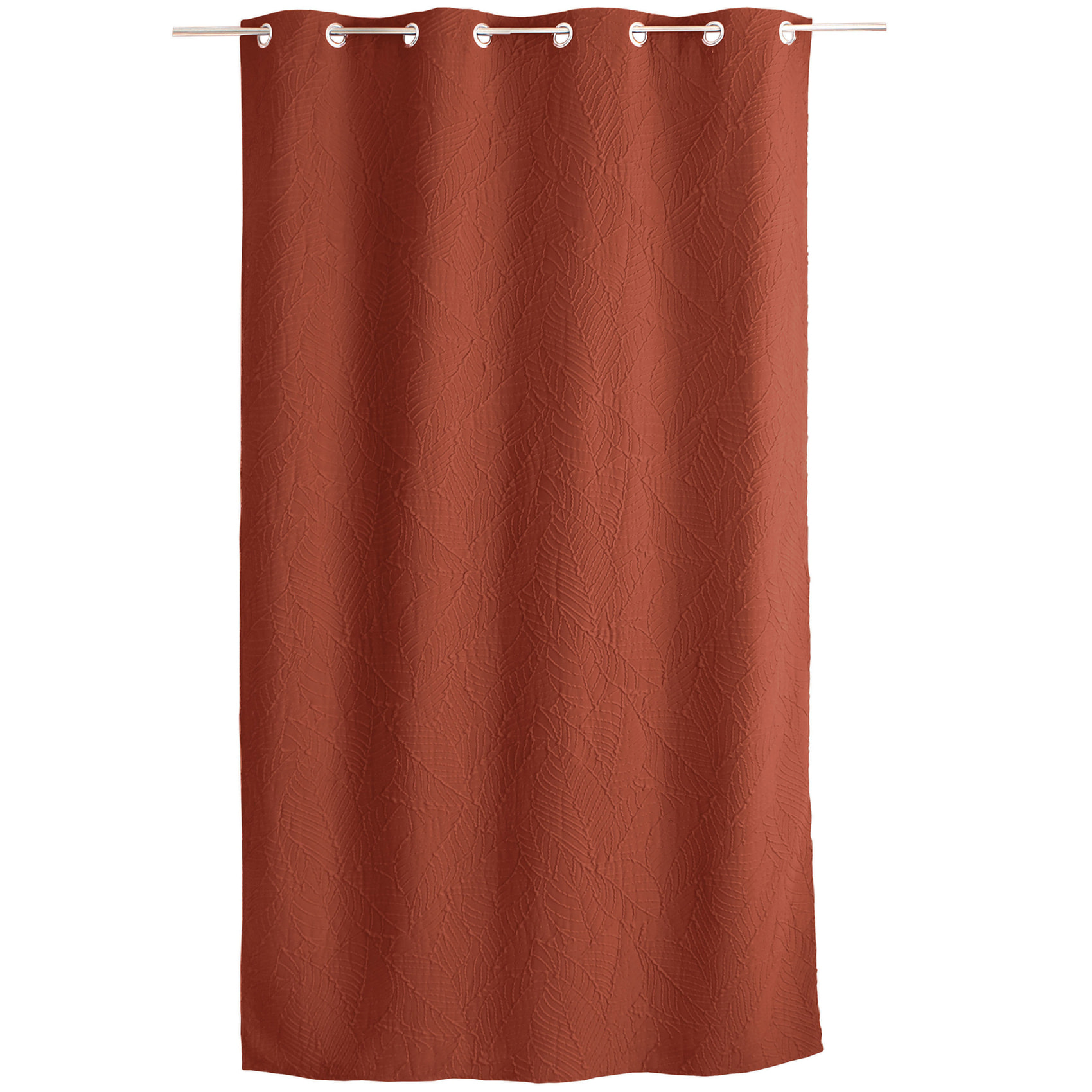 Rideau à oeillets feuillage aspect gaufré - Terracotta