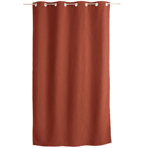 Rideau à oeillets feuillage aspect gaufré - Terracotta