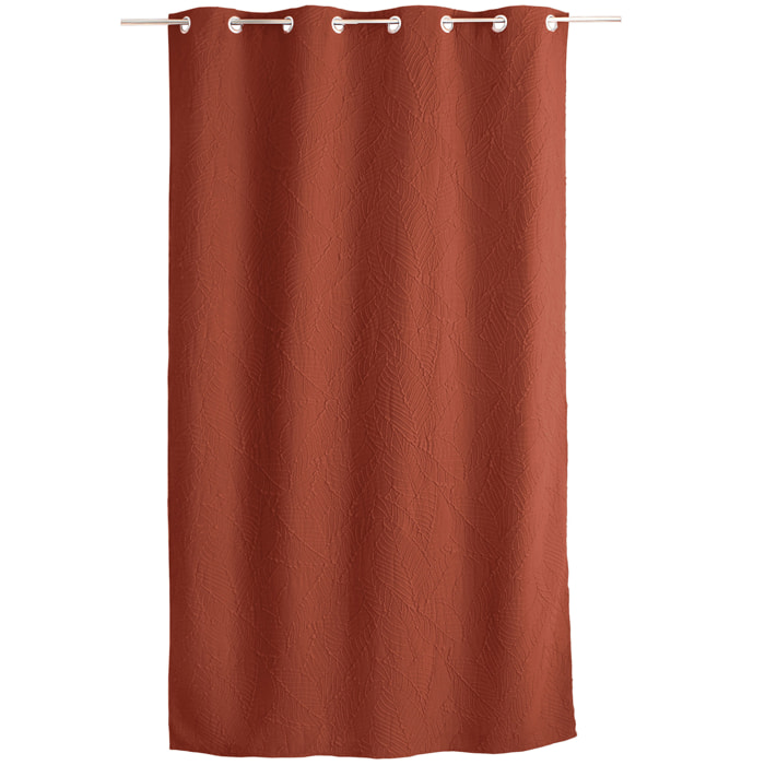 Rideau à oeillets feuillage aspect gaufré - Terracotta