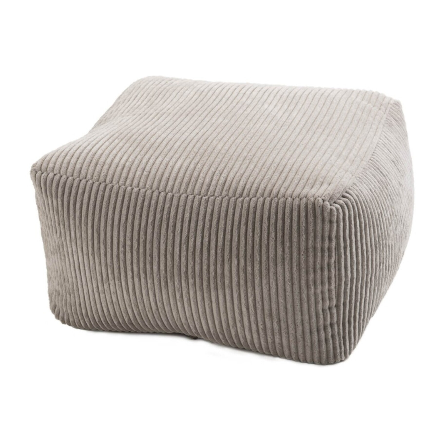AGATHE - Pouf carré 57x57cm tissu velours côtelé gris perle
