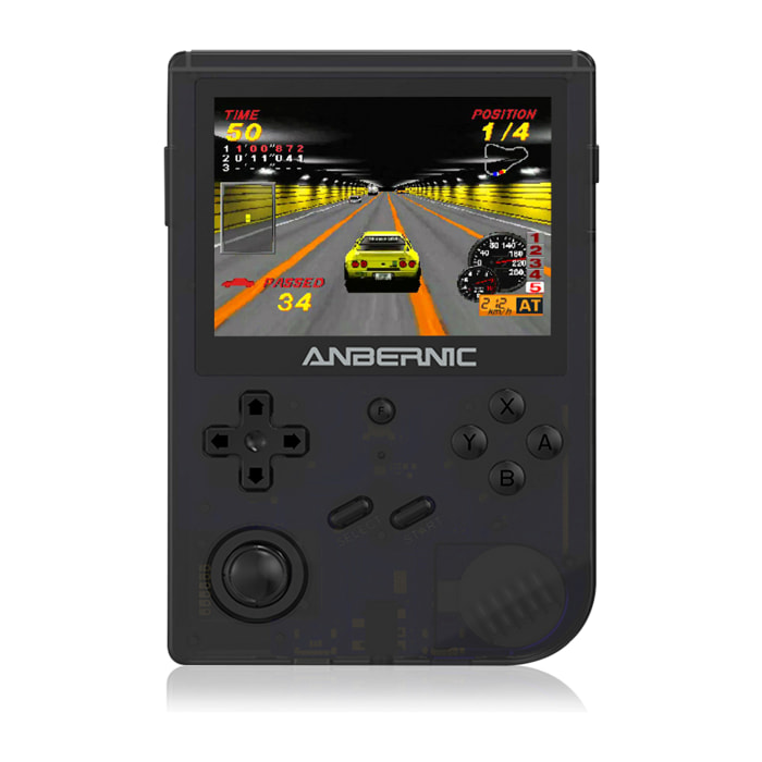 DAM Consola emulador multiplataforma RG351V. Pantalla 3,5" IPS; S.O. Linux, Quad-Core 1,5GHz, WiFi, 128GB. Miles de juegos preinstalados. 14x2,68x9,4 Cm. Color: Negro
