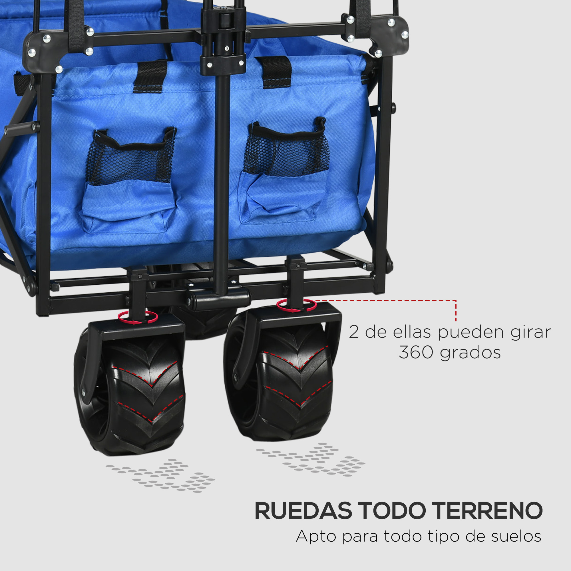 Carro Plegable para Playa Toldo Manillar Telescópico 117x55x98 cm Azul