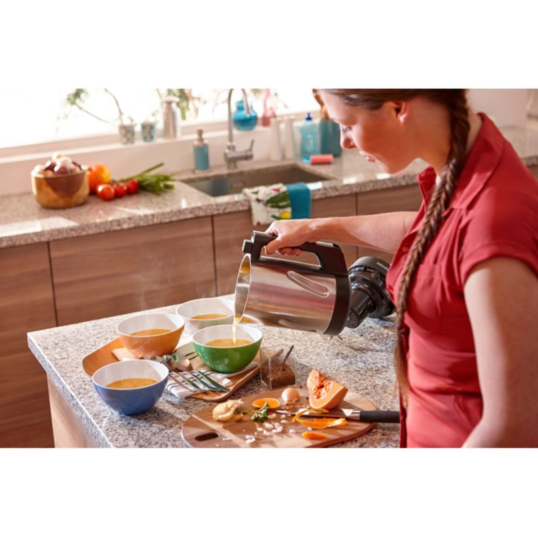 Blender chauffant PHILIPS HR2203/80 Blender pour soupe métal 1,2L, 1000W