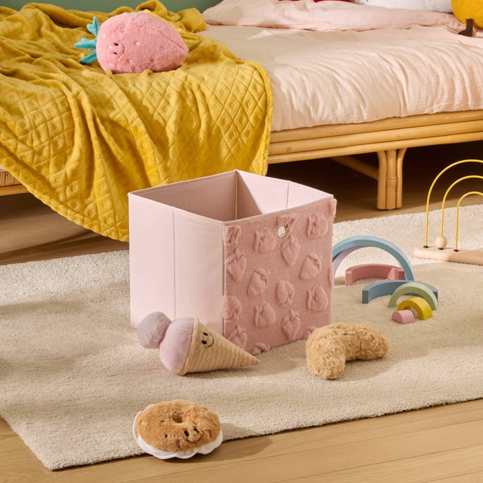 Panier de rangement Fraci 30x30cm Rose Motifs Fraises