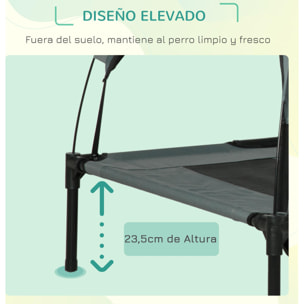 Cama Elevada para Mascotas Portátil con Toldo Extraíble Tela Transpirable al Aire Libre para Interior y Exterior 122x92x108 cm Gris