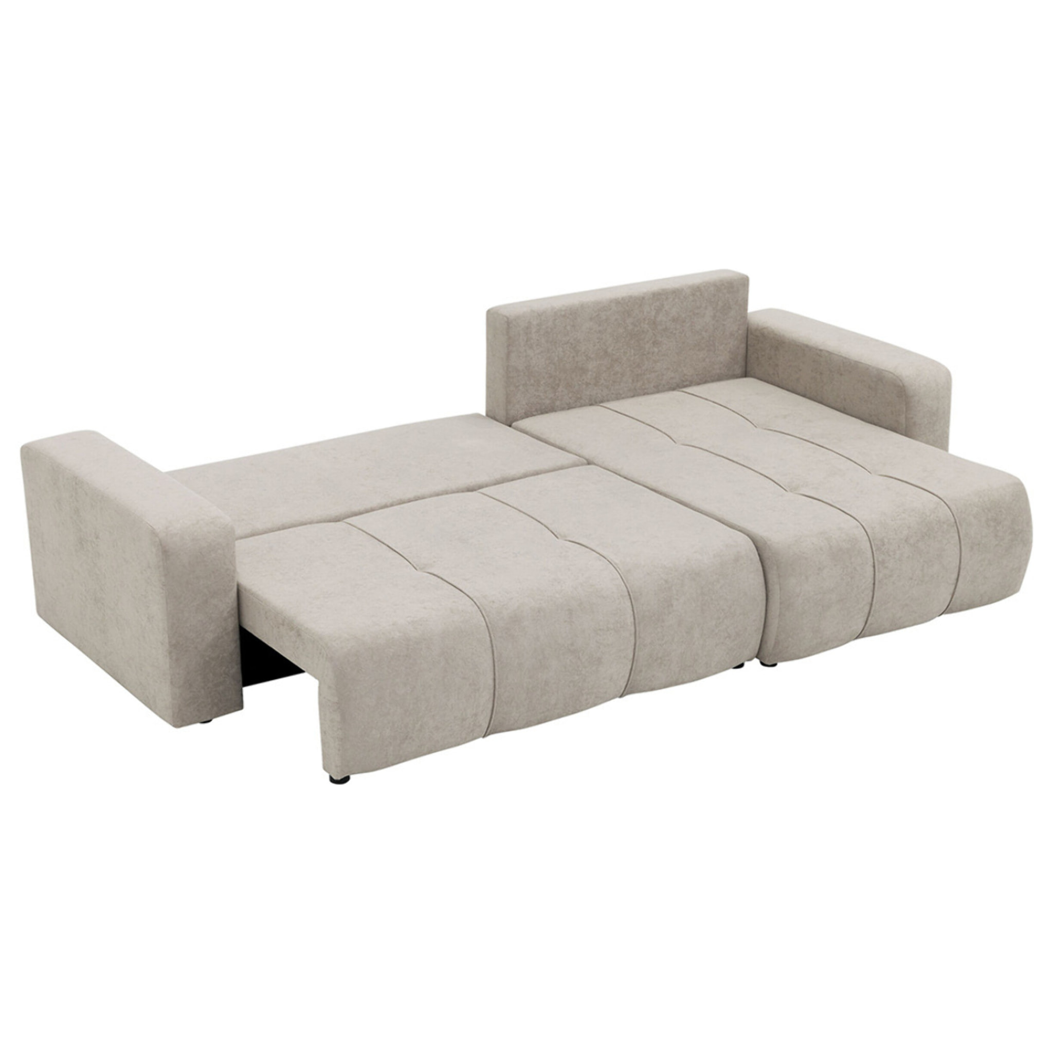 Nicole - Canapé d'angle réversible 5 places convertible avec coffre en tissu - Taupe