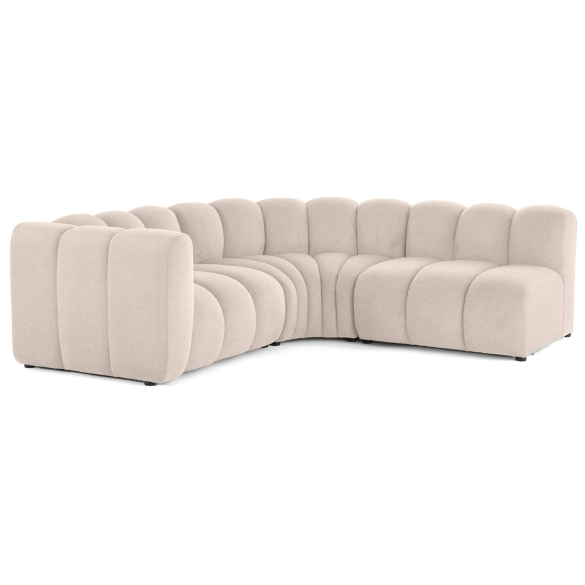 Debbie - canapé modulable d'angle droit 4 places avec accoudoir en tissu texturé - Beige