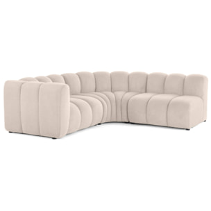 Debbie - canapé modulable d'angle droit 4 places avec accoudoir en tissu texturé - Beige
