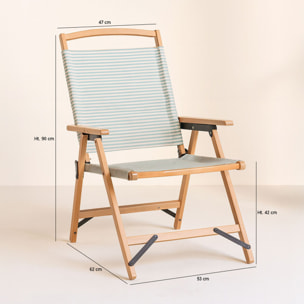 Chaise de plage en toile bleu à rayures PLAYA