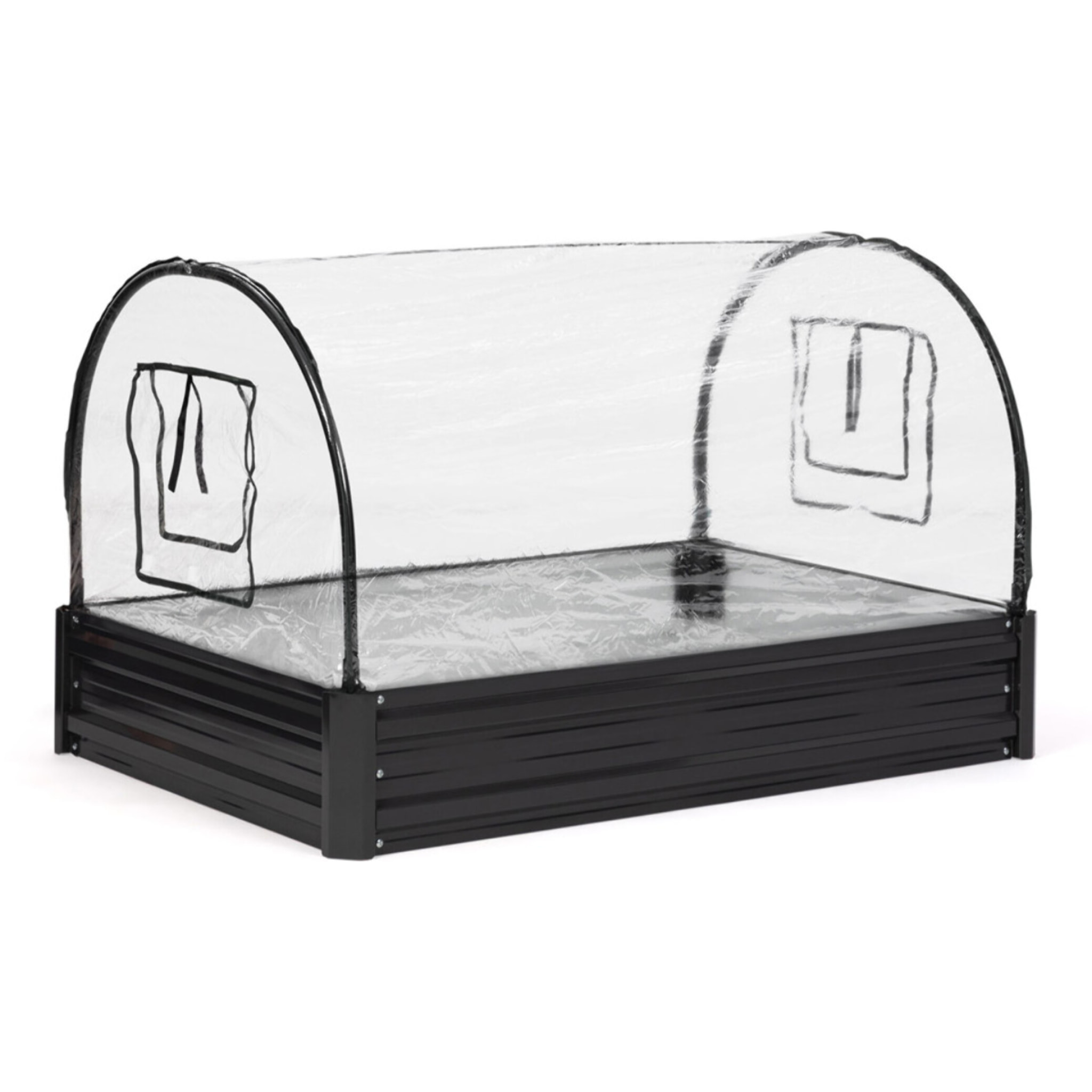 Serre de potager en métal 115cm gris anthracite