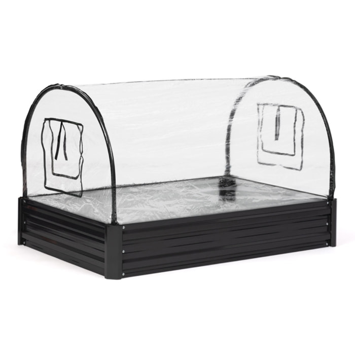 Serre de potager en métal 115cm gris anthracite