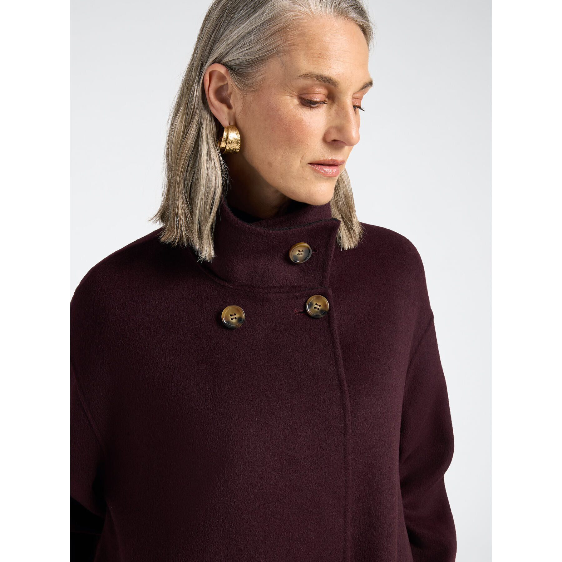 Elena Mirò - Abrigo en doble mezcla de lana - Burgundy