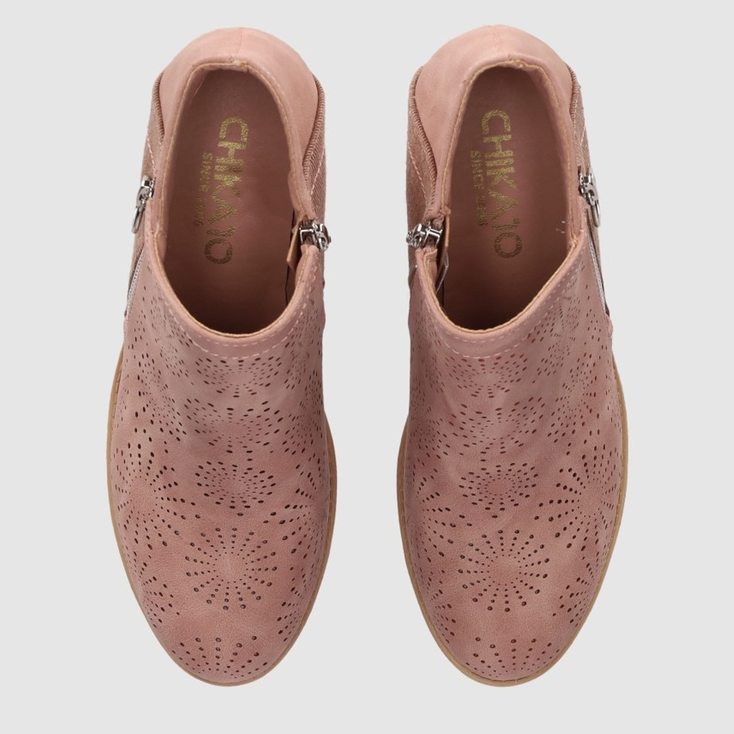 Botines de Piel Sintética - Nude - Tacón: 6 cm