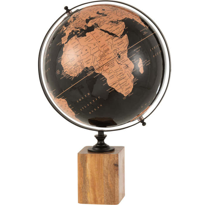 J-Line globe Sur Pied Bois Noir/Marron Large (17611)