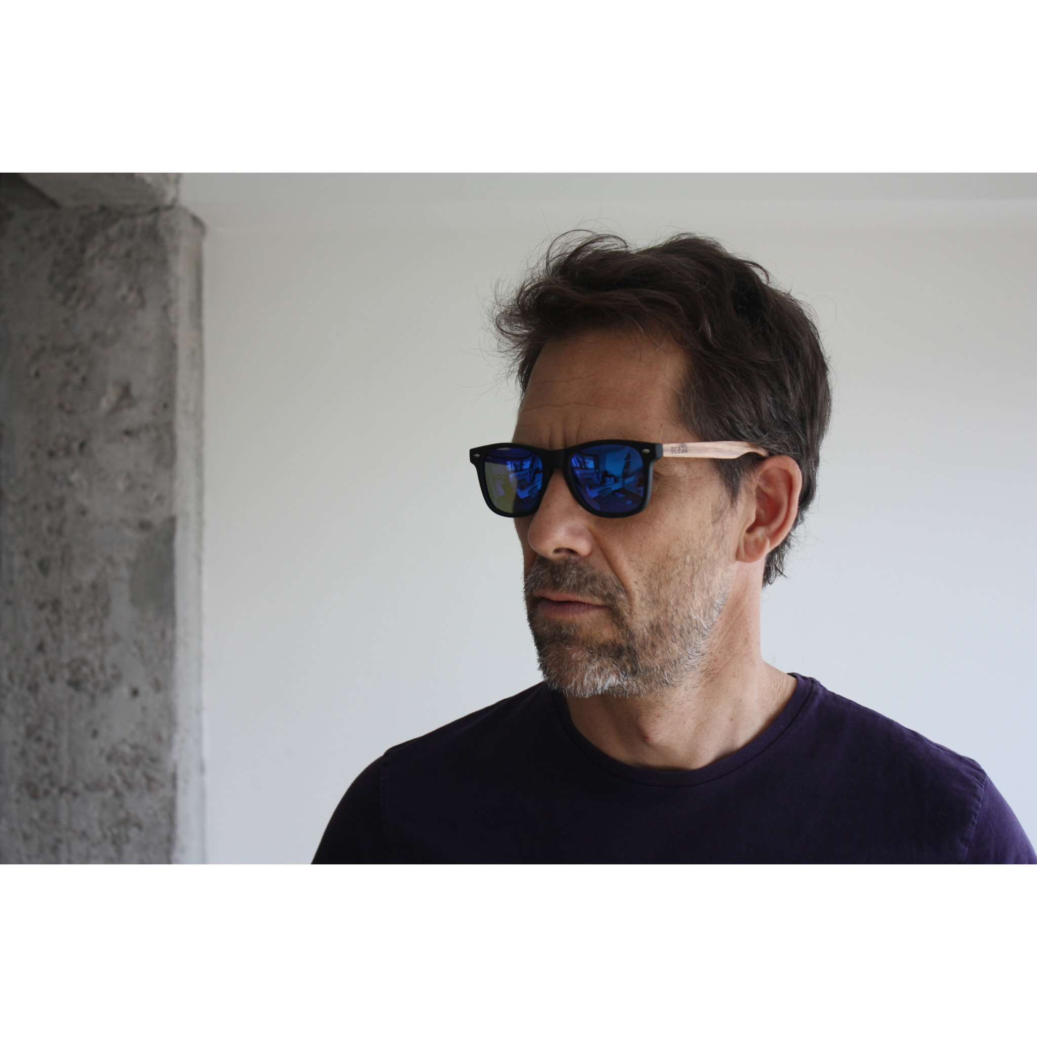 Gafas de sol OCEAN BEACH WOOD - De madera negro con patillas marrón y / Revo azul