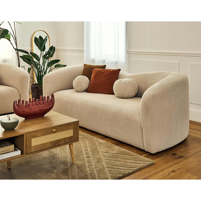 Charles - canapé droit 3 places en velours texturé - Beige