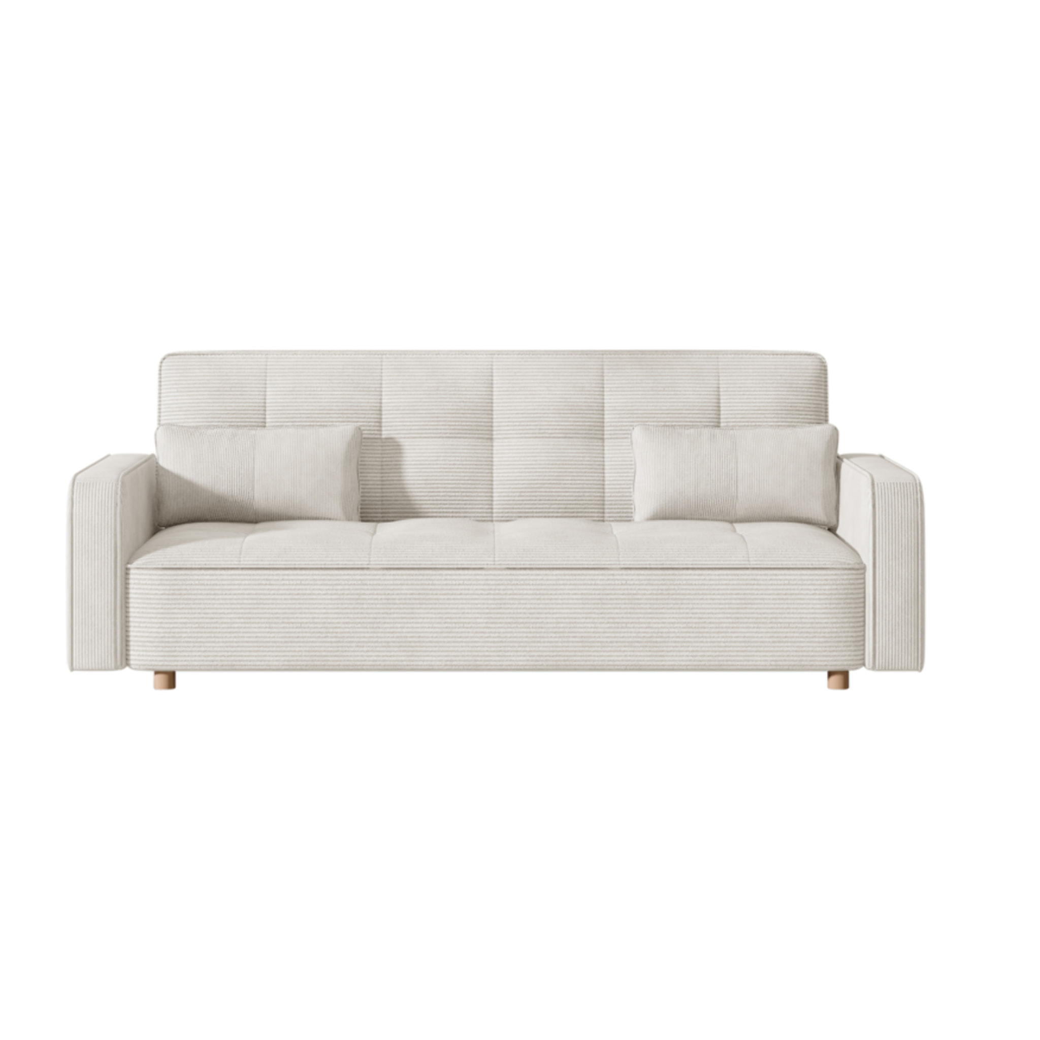 Canapé convertible 3 places en velours côtelé beige COOPER